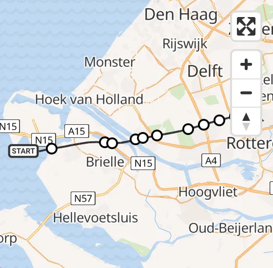 Vlucht Traumahelikopter PH-HVB van Rockanje naar Rotterdam The Hague Airport op dinsdag 24 september 2024 19:31