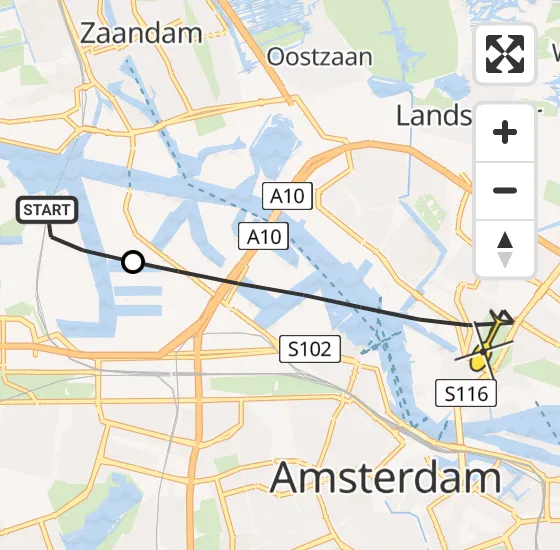 Vlucht Traumahelikopter PH-LLN van Amsterdam Heliport naar Amsterdam op dinsdag 24 september 2024 19:40