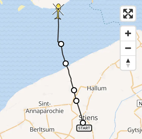 Vlucht Ambulancehelikopter PH-OOP van Koarnjum naar Ballum op dinsdag 24 september 2024 19:47