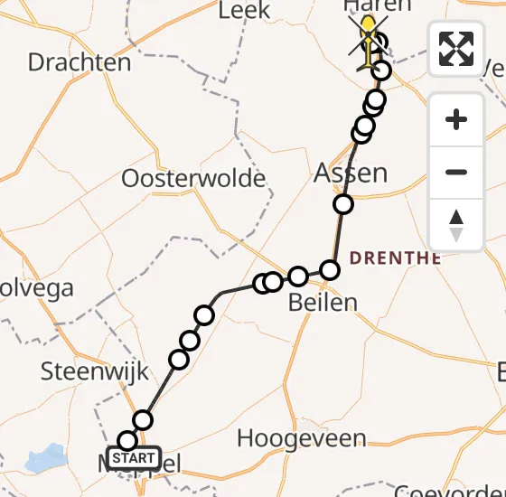 Vlucht Traumahelikopter PH-TTR van Meppel naar Groningen Airport Eelde op dinsdag 24 september 2024 19:48