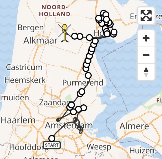 Vlucht Politiehelikopter PH-PXX van Schiphol naar Hensbroek op dinsdag 24 september 2024 20:05