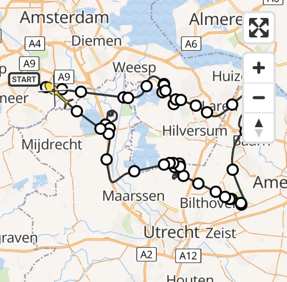 Vlucht Politiehelikopter PH-PXA van Aalsmeer naar Amstelveen op dinsdag 24 september 2024 20:14