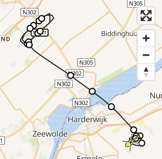 Vlucht Traumahelikopter PH-MAA van Lelystad Airport naar Ermelo op dinsdag 24 september 2024 20:19