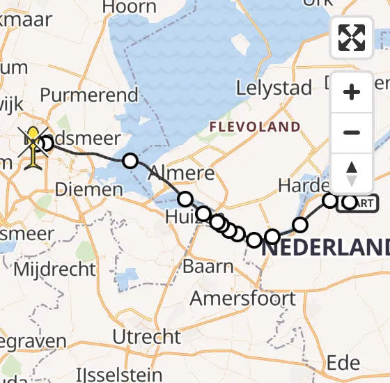 Vlucht Traumahelikopter PH-MAA van Ermelo naar Amsterdam Heliport op dinsdag 24 september 2024 20:44