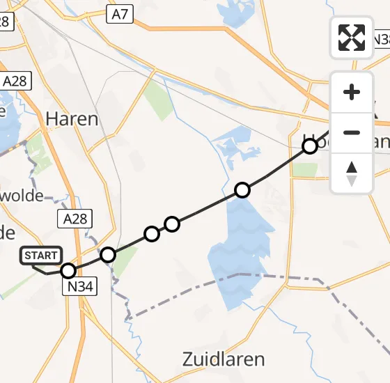 Vlucht Traumahelikopter PH-TTR van Groningen Airport Eelde naar Kolham op woensdag 25 september 2024 9:04