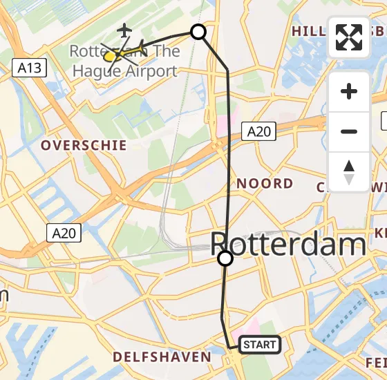 Vlucht Traumahelikopter PH-HVB van Erasmus MC naar Rotterdam The Hague Airport op woensdag 25 september 2024 9:51