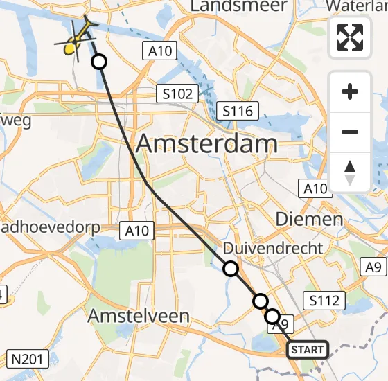 Vlucht Traumahelikopter PH-LLN van Academisch Medisch Centrum (AMC) naar Amsterdam Heliport op woensdag 25 september 2024 9:57