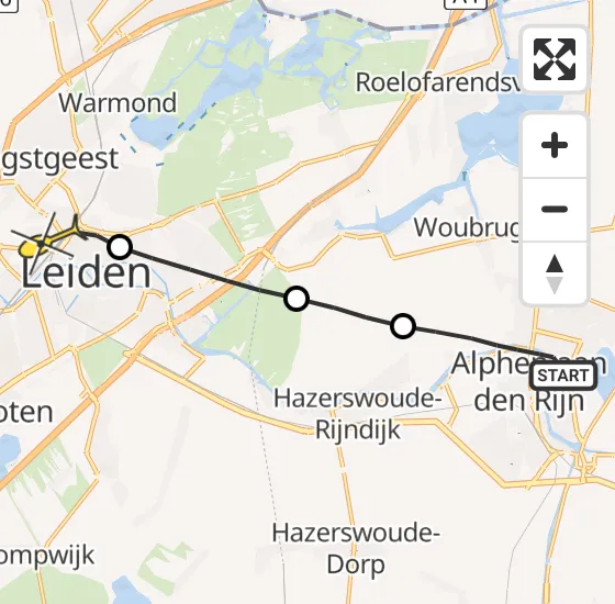 Vlucht Traumahelikopter PH-HVB van Alphen aan den Rijn naar Leiden op woensdag 25 september 2024 12:17