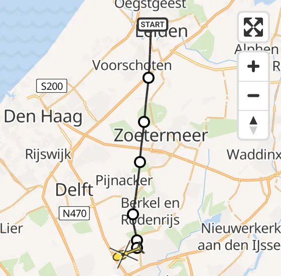 Vlucht Traumahelikopter PH-HVB van Leiden naar Rotterdam The Hague Airport op woensdag 25 september 2024 12:51