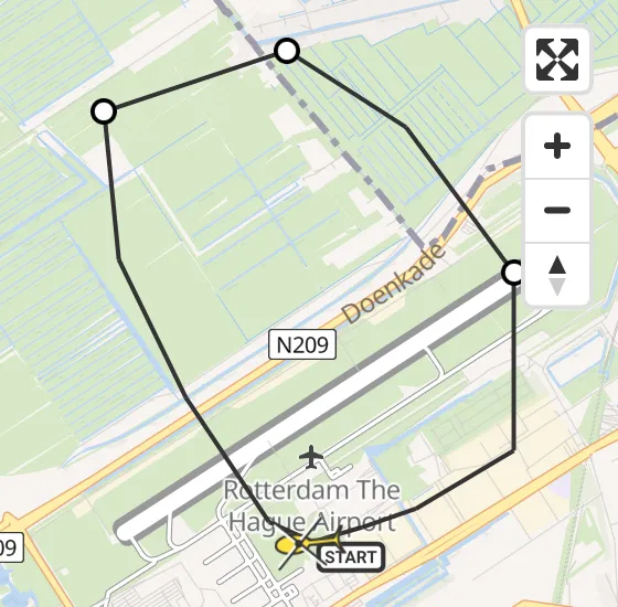Vlucht Traumahelikopter PH-HVB van Rotterdam The Hague Airport naar Rotterdam The Hague Airport op woensdag 25 september 2024 13:28