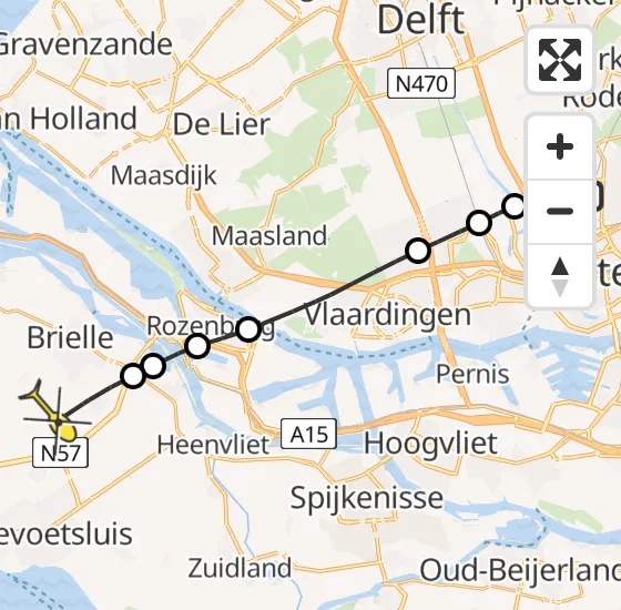 Vlucht Traumahelikopter PH-HVB van Rotterdam The Hague Airport naar Hellevoetsluis op woensdag 25 september 2024 13:40