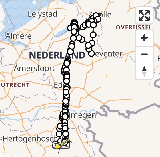 Vlucht Politiehelikopter PH-PXC van Vliegbasis Volkel naar Vliegbasis Volkel op woensdag 25 september 2024 15:10