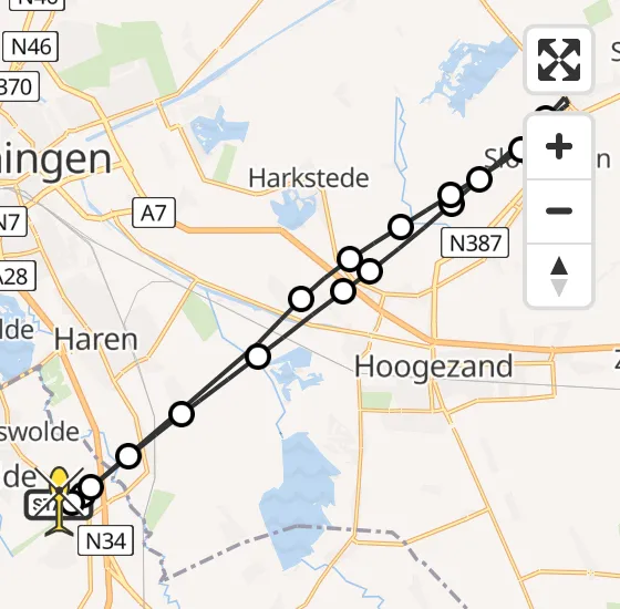 Vlucht Traumahelikopter PH-TTR van Groningen Airport Eelde naar Groningen Airport Eelde op woensdag 25 september 2024 17:40