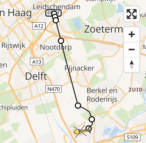 Vlucht Traumahelikopter PH-HVB van Leidschendam naar Rotterdam The Hague Airport op woensdag 25 september 2024 17:48