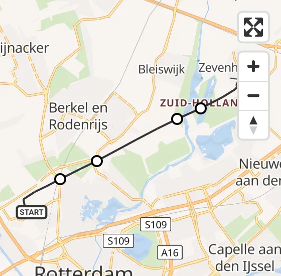 Vlucht Traumahelikopter PH-HVB van Rotterdam The Hague Airport naar Zevenhuizen op woensdag 25 september 2024 18:18