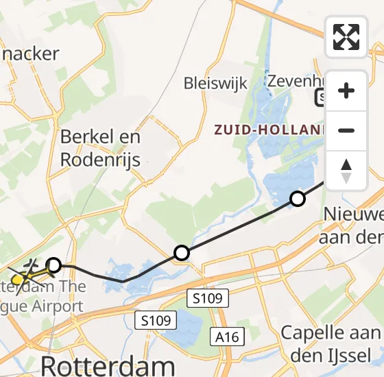 Vlucht Traumahelikopter PH-HVB van Zevenhuizen naar Rotterdam The Hague Airport op woensdag 25 september 2024 18:42