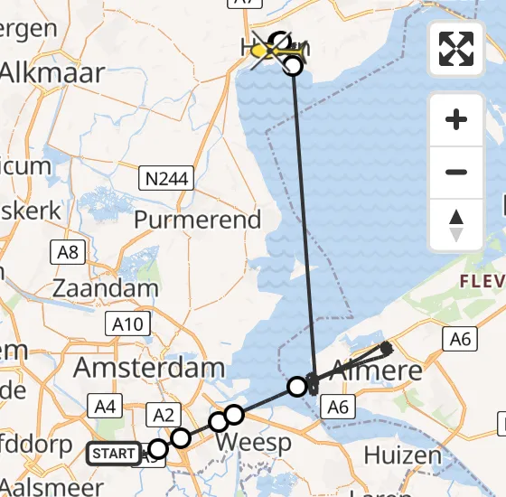 Vlucht Politiehelikopter PH-PXA van Amstelveen naar Hoorn op woensdag 25 september 2024 19:25