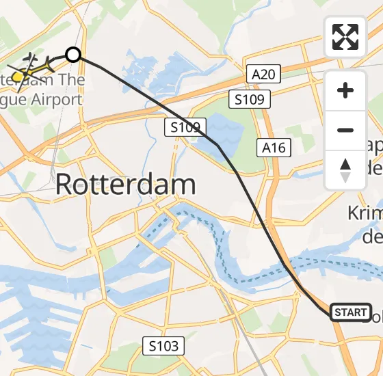 Vlucht Traumahelikopter PH-HVB van Rotterdam naar Rotterdam The Hague Airport op woensdag 25 september 2024 19:42