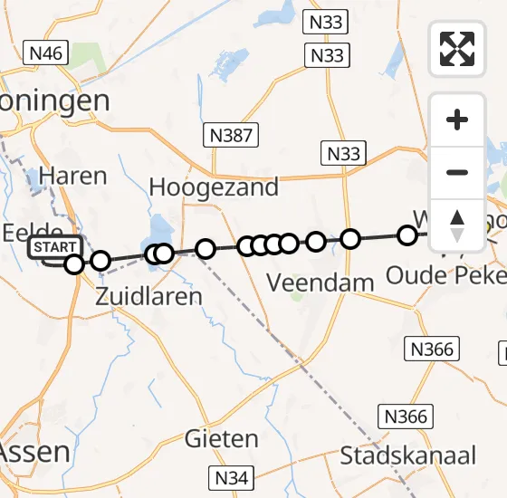 Vlucht Traumahelikopter PH-TTR van Groningen Airport Eelde naar Winschoten op woensdag 25 september 2024 21:47