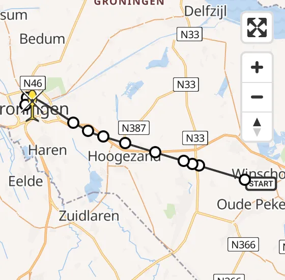 Vlucht Traumahelikopter PH-TTR van Winschoten naar Universitair Medisch Centrum Groningen op woensdag 25 september 2024 22:45