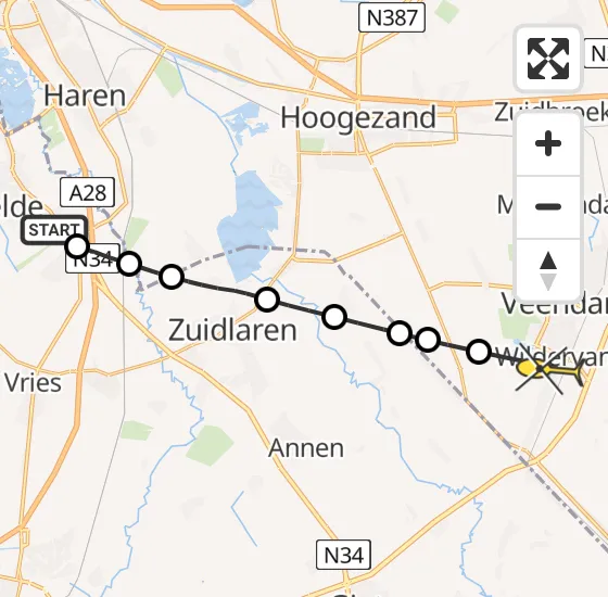 Vlucht Traumahelikopter PH-TTR van Groningen Airport Eelde naar Wildervank op donderdag 26 september 2024 8:33