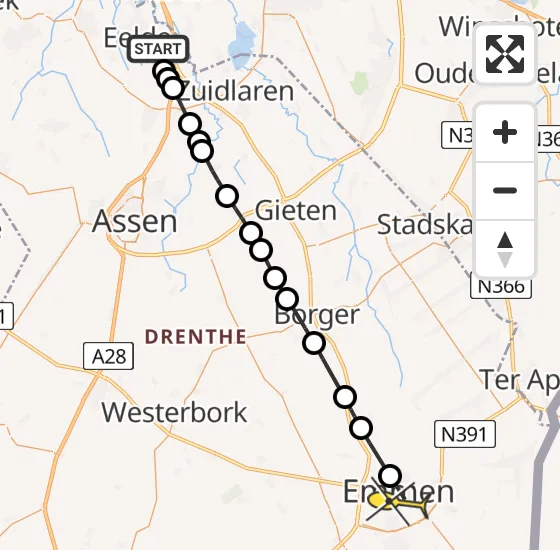 Vlucht Traumahelikopter PH-TTR van Groningen Airport Eelde naar Emmen op donderdag 26 september 2024 10:02