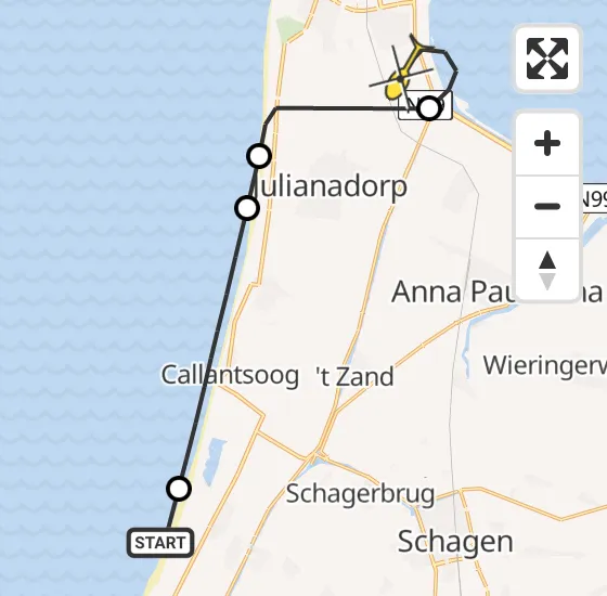 Vlucht Kustwachthelikopter PH-SAR van Petten naar Vliegveld De Kooy op donderdag 26 september 2024 10:25