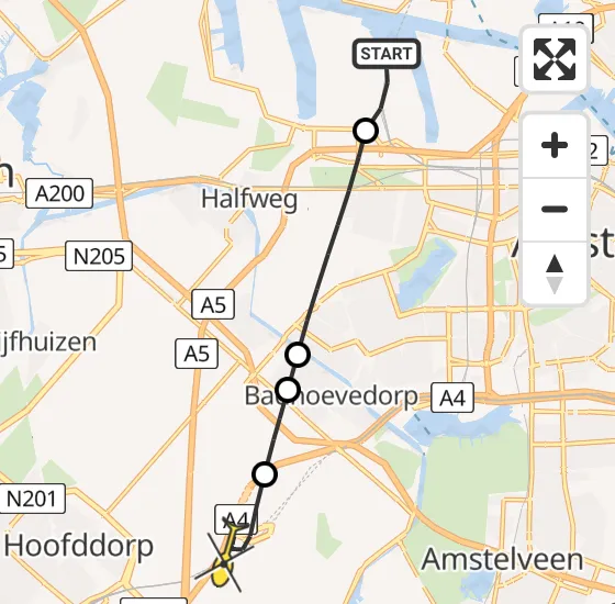 Vlucht Traumahelikopter PH-LLN van Amsterdam Heliport naar Luchthaven Schiphol op donderdag 26 september 2024 13:09