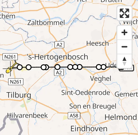 Vlucht Traumahelikopter PH-DOC van Vliegbasis Volkel naar Kaatsheuvel op donderdag 26 september 2024 13:19