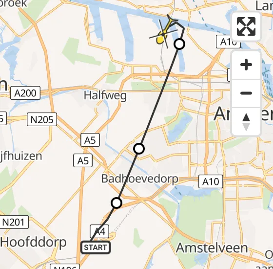 Vlucht Traumahelikopter PH-LLN van Luchthaven Schiphol naar Amsterdam Heliport op donderdag 26 september 2024 13:41