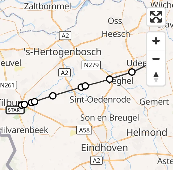 Vlucht Traumahelikopter PH-DOC van Tilburg naar Vliegbasis Volkel op donderdag 26 september 2024 15:06