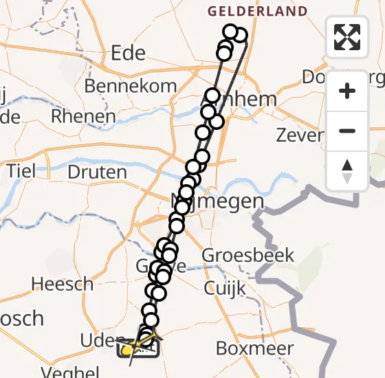 Vlucht Traumahelikopter PH-DOC van Vliegbasis Volkel naar Vliegbasis Volkel op donderdag 26 september 2024 16:07