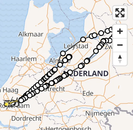 Vlucht Politiehelikopter PH-PXD van Rotterdam The Hague Airport naar Rotterdam The Hague Airport op donderdag 26 september 2024 16:27