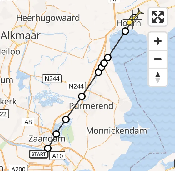 Vlucht Traumahelikopter PH-LLN van Amsterdam Heliport naar Blokker op donderdag 26 september 2024 16:42