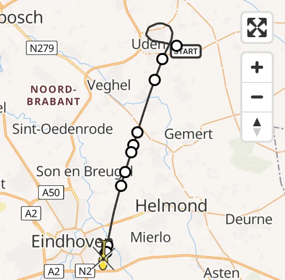 Vlucht Traumahelikopter PH-DOC van Vliegbasis Volkel naar Geldrop op donderdag 26 september 2024 17:01