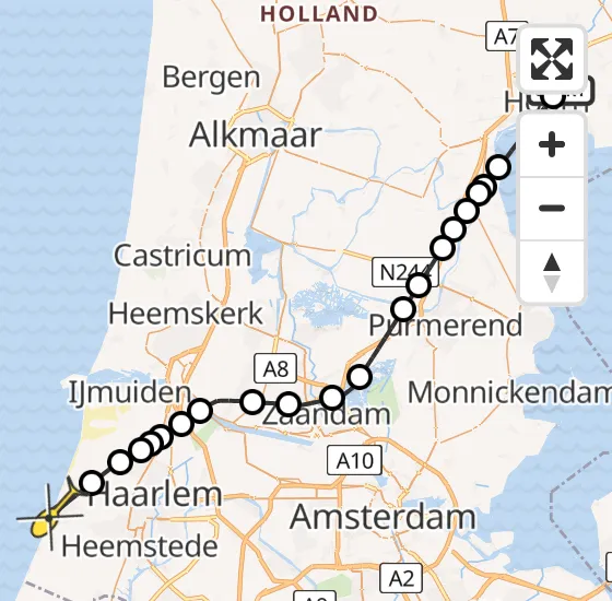 Vlucht Traumahelikopter PH-LLN van Blokker naar Zandvoort op donderdag 26 september 2024 17:07