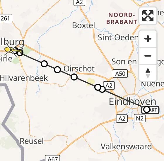 Vlucht Traumahelikopter PH-DOC van Geldrop naar Tilburg op donderdag 26 september 2024 17:52