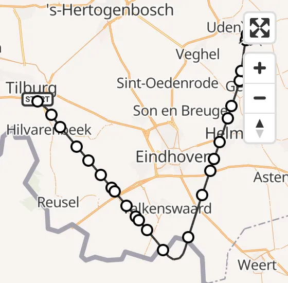 Vlucht Traumahelikopter PH-DOC van Tilburg naar Vliegbasis Volkel op donderdag 26 september 2024 18:32