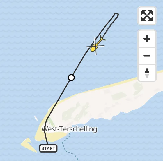 Vlucht Kustwachthelikopter PH-SAR van West-Terschelling naar  op donderdag 26 september 2024 19:21