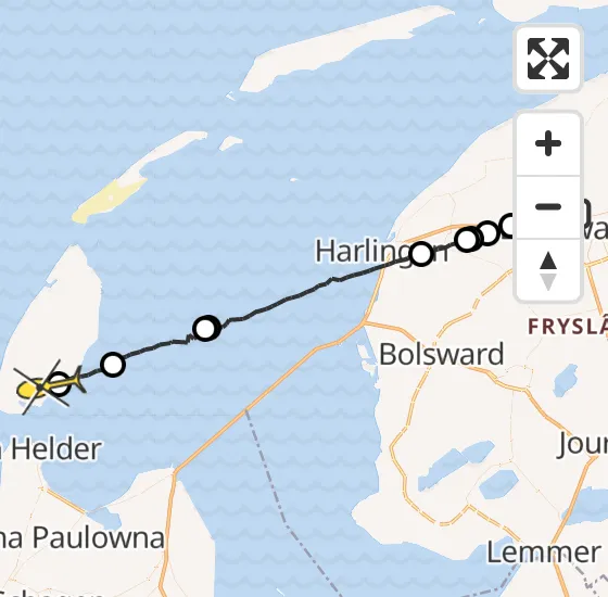 Vlucht Ambulancehelikopter PH-OOP van Leeuwarden naar Den Hoorn op donderdag 26 september 2024 20:14