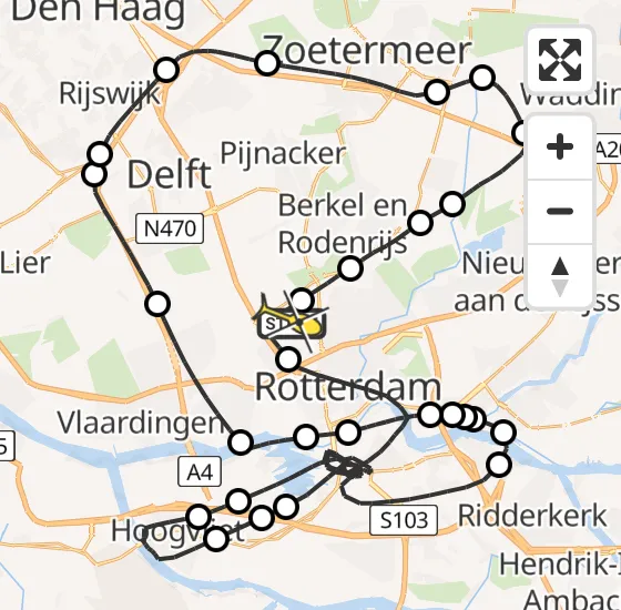 Vlucht Politiehelikopter PH-PXD van Rotterdam The Hague Airport naar Rotterdam The Hague Airport op donderdag 26 september 2024 20:36