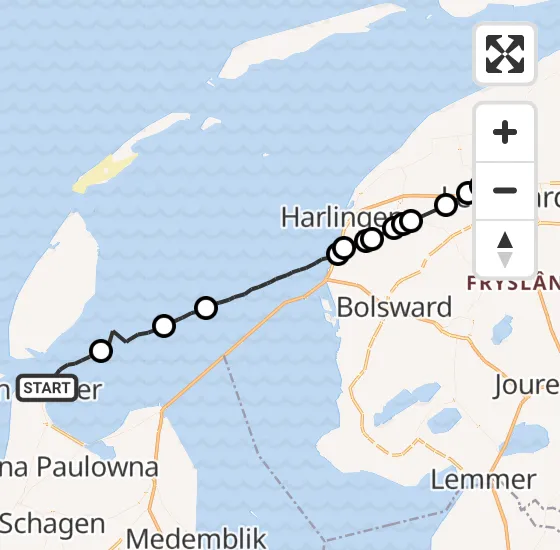 Vlucht Ambulancehelikopter PH-OOP van Den Helder naar Vliegbasis Leeuwarden op donderdag 26 september 2024 21:03