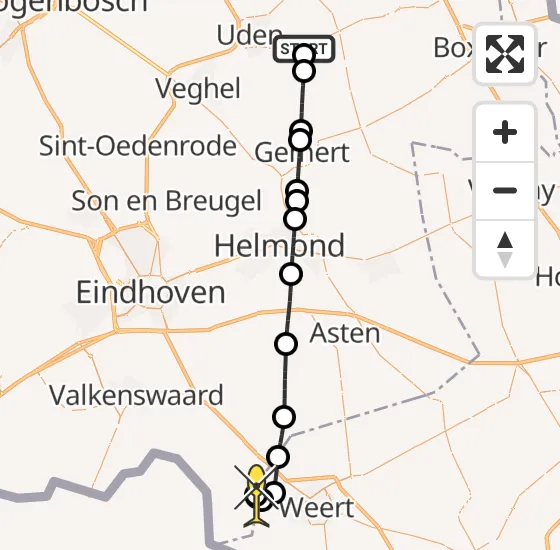 Vlucht Traumahelikopter PH-DOC van Vliegbasis Volkel naar Budel op donderdag 26 september 2024 21:29