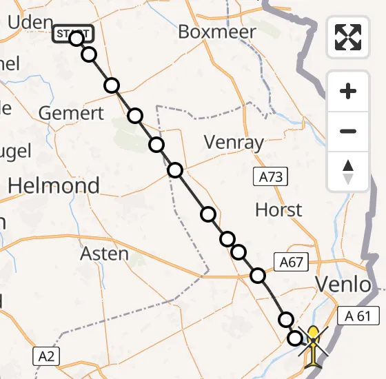 Vlucht Traumahelikopter PH-DOC van Vliegbasis Volkel naar Belfeld op donderdag 26 september 2024 22:34