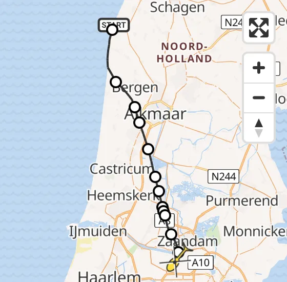 Vlucht Traumahelikopter PH-LLN van Petten naar Amsterdam Heliport op vrijdag 27 september 2024 8:56