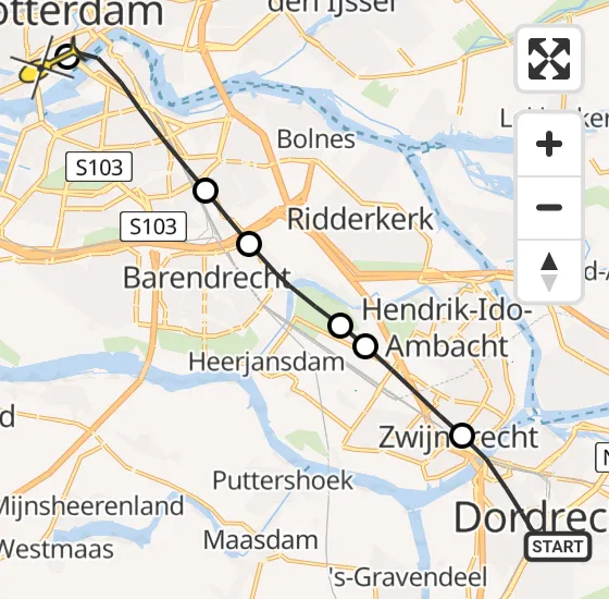 Vlucht Traumahelikopter PH-HVB van Dordrecht naar Erasmus MC op vrijdag 27 september 2024 9:29