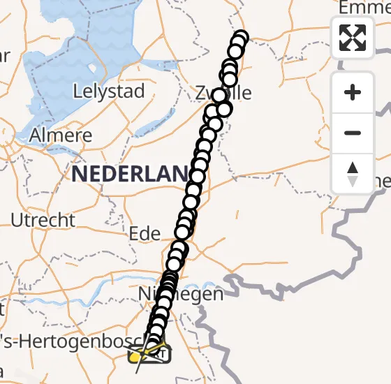 Vlucht Traumahelikopter PH-DOC van Vliegbasis Volkel naar Vliegbasis Volkel op vrijdag 27 september 2024 11:06