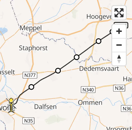 Vlucht Traumahelikopter PH-TTR van Hollandscheveld naar Zwolle op vrijdag 27 september 2024 11:26