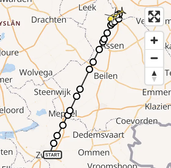 Vlucht Traumahelikopter PH-TTR van Zwolle naar Groningen Airport Eelde op vrijdag 27 september 2024 12:14