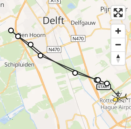 Vlucht Traumahelikopter PH-HVB van Rotterdam The Hague Airport naar Rotterdam The Hague Airport op vrijdag 27 september 2024 14:37